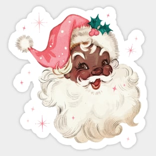 Retro Black Santa Claus Mid Century Modern Cute Pink Santa Sticker